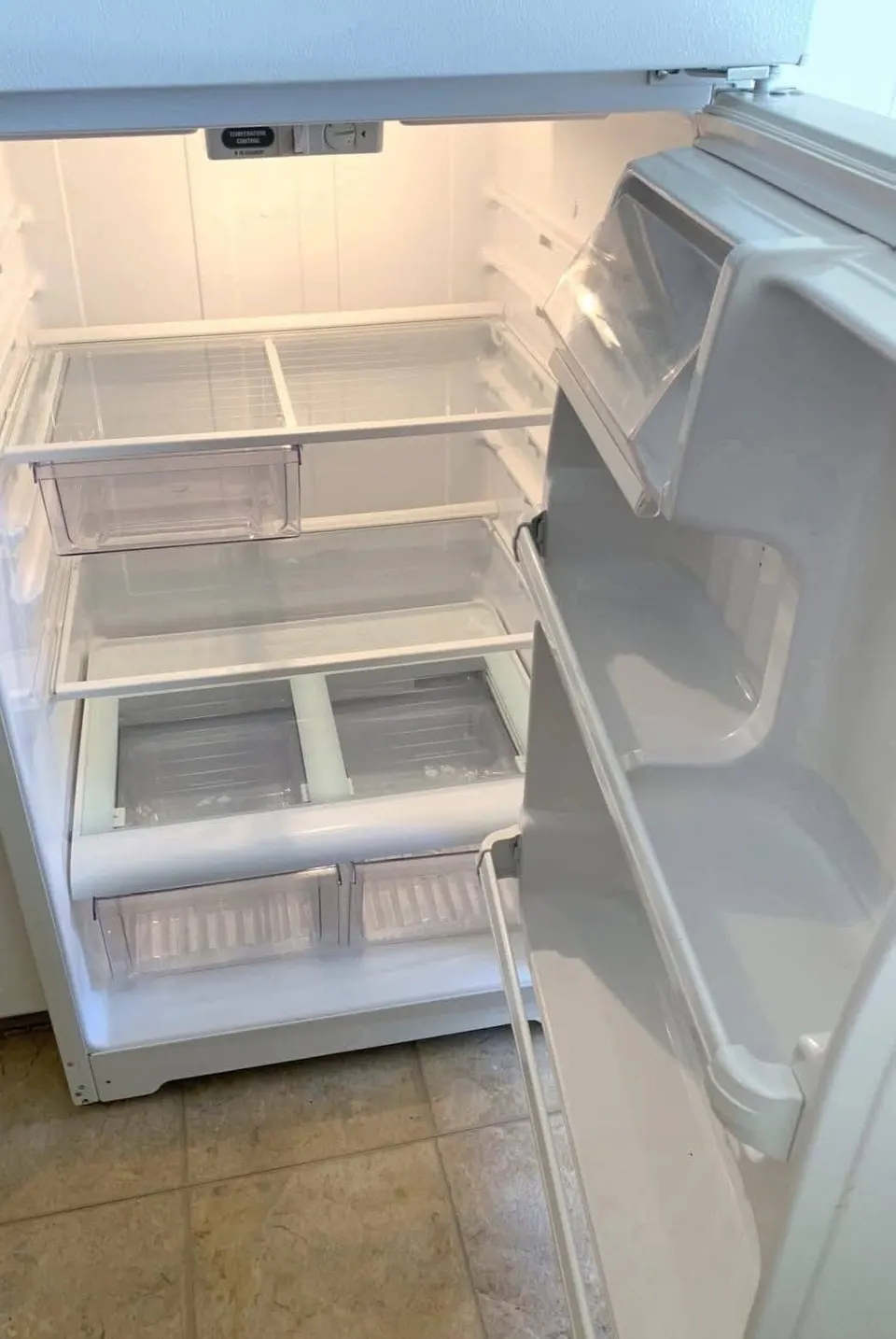 Refrigerator interior after deep cleaning